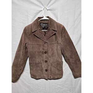 Vintage Colebrook & Co Jacket Womens Medium Brown Leather Wool Lined Coat.